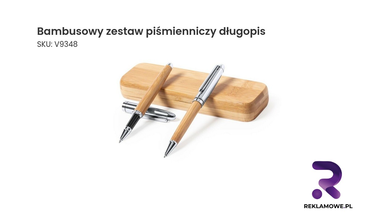 Bambusowy zestaw piśmienniczy z długopisem