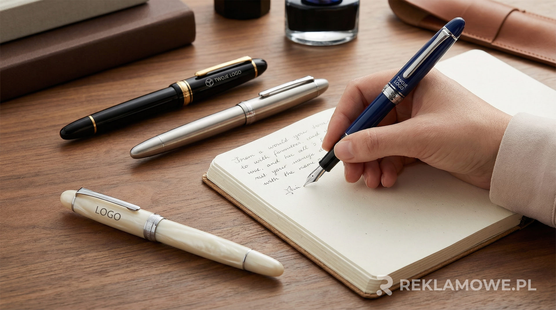 Zamówione pióra reklamowe na biurku