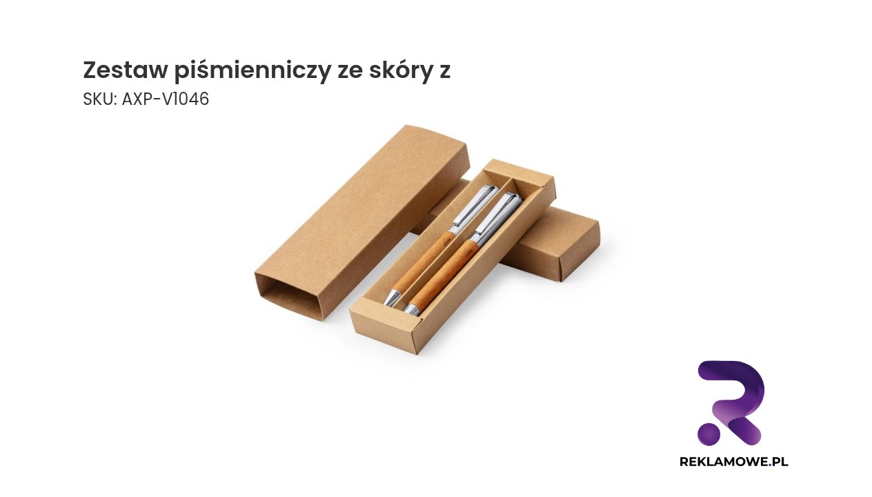 Zestaw piśmienniczy ze skóry z recyklingu, długopis i pióro kulkowe Zestaw piśmienniczy ze skóry